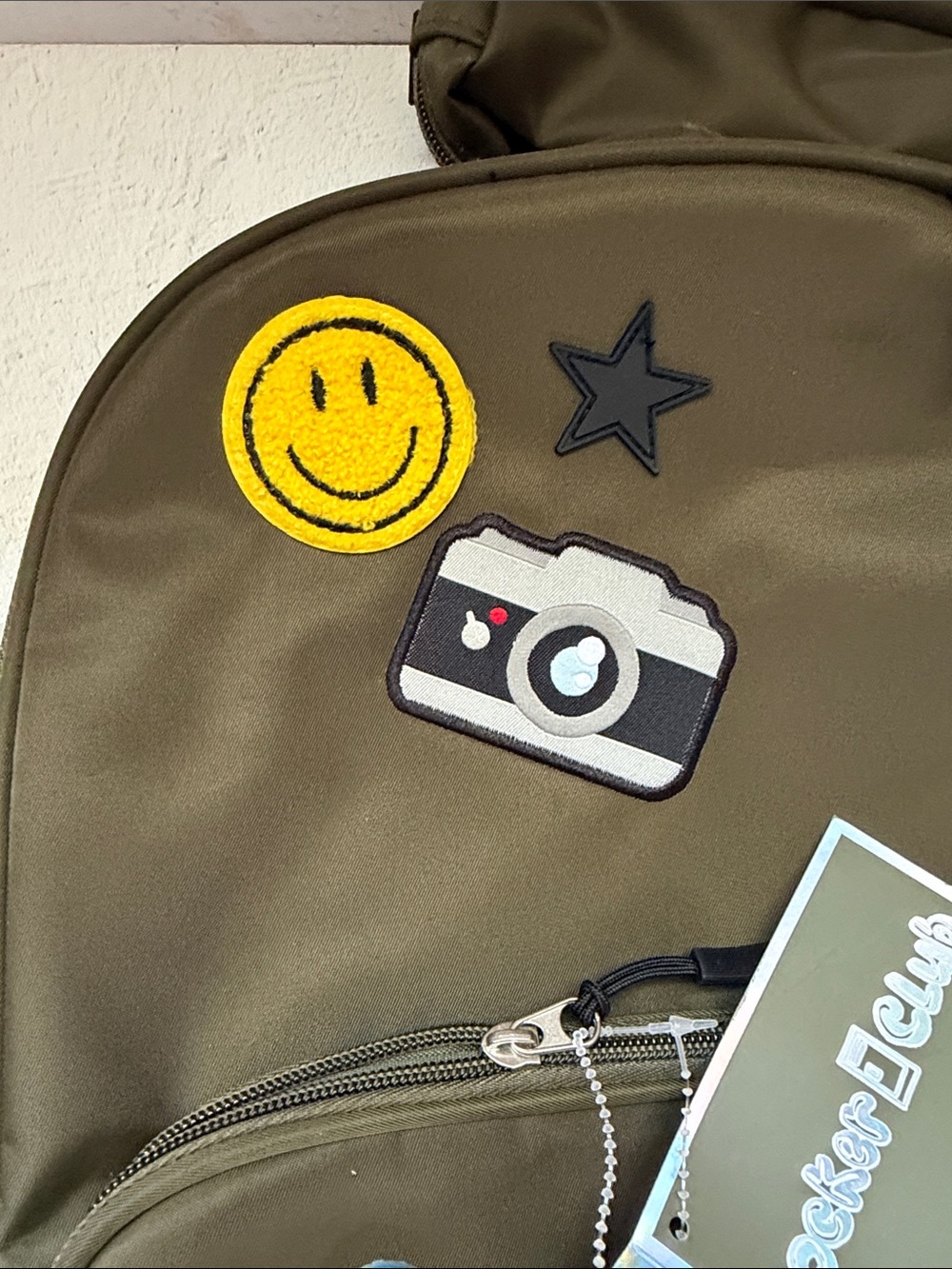 Olive Green Backpack with Fun Patch Accents - Picture 13 of 13